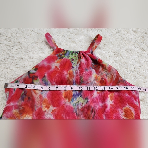 SUNDANCE Watercolor Floral Halter Tiered 100% Silk Midi Dress Sz Large - Picture 5 of 9